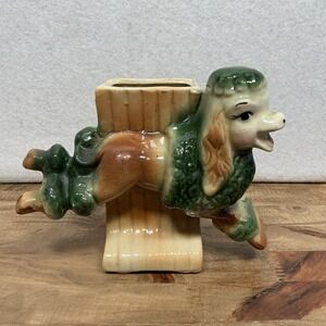 Vintage Poodle Dog Planter Marked  Ceramic Fashions by O.P. CO Pencil Holder